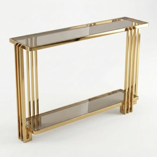 Marble Console in gold stainless steel