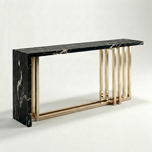 Luxury Console with a black marble top and gold base
